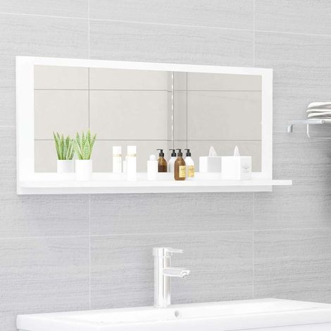 Miroir simple de salle de bain Style baroque - Blanc 90x10,5x37 cm Aggloméré BV170849 - BonneVie (1/5)