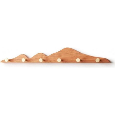 Wooden Coat Rack with 6 Hooks, Wall-Mounted Coat Rack with Brass Hooks, Space-Saving for Hallway, Style 1 (1/4)