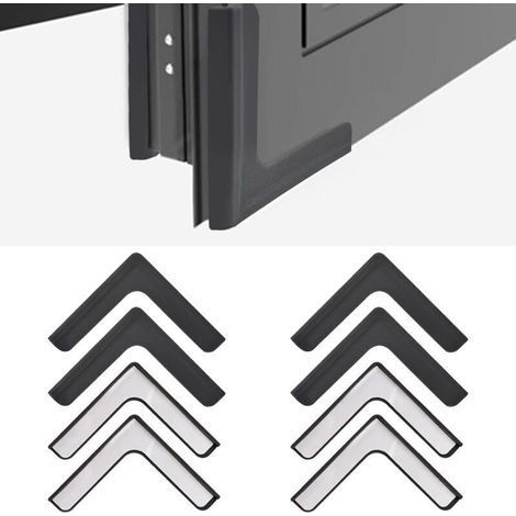 Lot de 8 protections de coin de fenêtre en forme de L autocollantes en silicone pour protéger les bords de meubles de fenêtre (noir) (1/4)