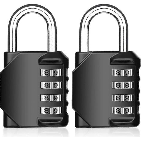 Lot de 2 cadenas à combinaison de sécurité résistants aux intempéries