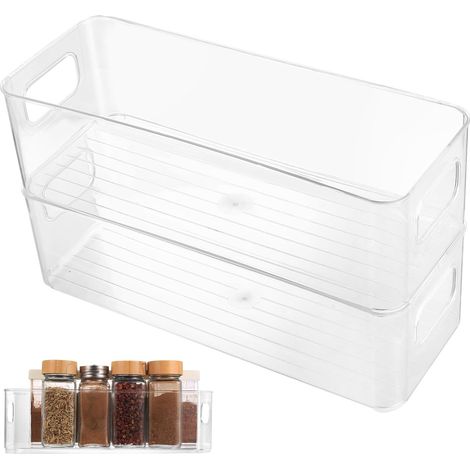 (2 Pcs Boite Rangement Frigo Transparent, Bac Rangement Frigo Cuisine Garde Manger avec Poignée, Organisateur Cuisine Placard Empilables (1/5)