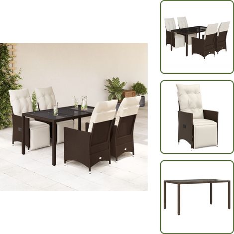 The Living Store 5-tlg. Garten-Bistro-Set mit Kissen Braun Poly Rattan - Gartenmöbel - Bistroset - Lounge Sessel - Outdoor Möbel - Rattan Gartenmöbel (1/5)