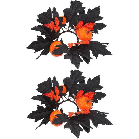Guirlande de bougeoirs d'Halloween pour décoration, 2 pièces, couronne de feuilles d'érable (1/5)