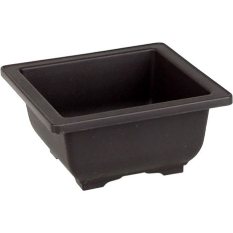 Zwei quadratische Kunststoff-Blumentöpfe, geeignet für kleine Topfpflanzen und Bonsai, mit Abflusslöchern, geeignet für die Gartenarbeit im Innen- und Außenbereich.