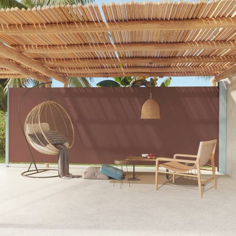 Auvent Marquise latéral rétractable de patio, Store Banne pour Jardin Balcon Terrasse, 200x600 cm Marron OIB7119E (1/5)