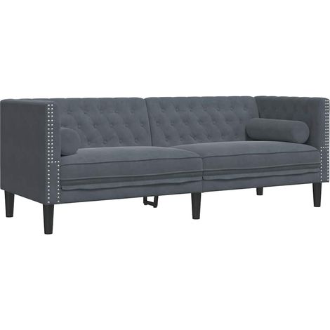 Sofá Gris oscuro 194 x 74,5 x 70,5 cm Terciopelo vidaXL