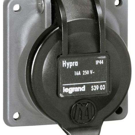 Presa fissa 2P+T con connettore domestico Hypra IP44 - 250V - plastica - 053903