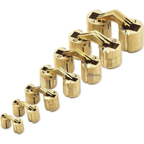 Mini Cylindriques Charnière 16mm Porte d'armoire Connexion Panneau Petite Boîte Bricolage Main Charnières Dissimulées Laiton Mat Angle d'ouverture Degrés (1/4)