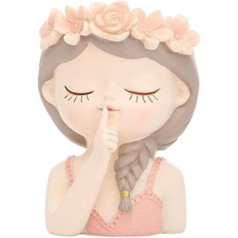 Pots pour plantes succulentes en forme de tête féminine mignonne avec trou de drainage, pour fleurs, cactus et autres plantes d'intérieur - Statue de visage créative pour la maison (1/5)