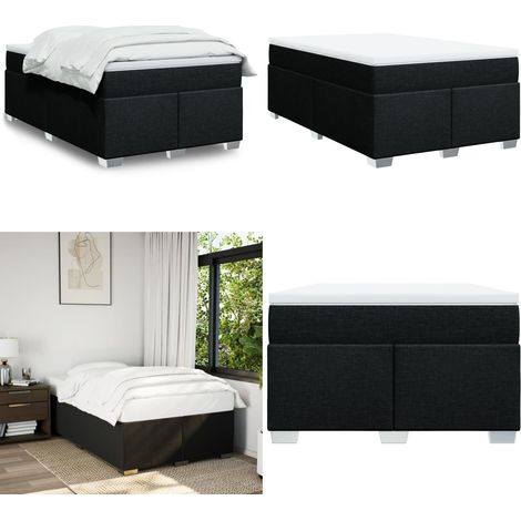 vidaXL Sommier à lattes de lit avec matelas Noir 120x200 cm Tissu (1/5)