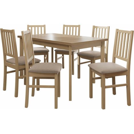 Conjunto de mesas y sillas para comedor Victorville 264, Roble Sonoma, 78x80x140cm, Diámetro: 0, Número de asientos: 4, Estilo: Contemporary