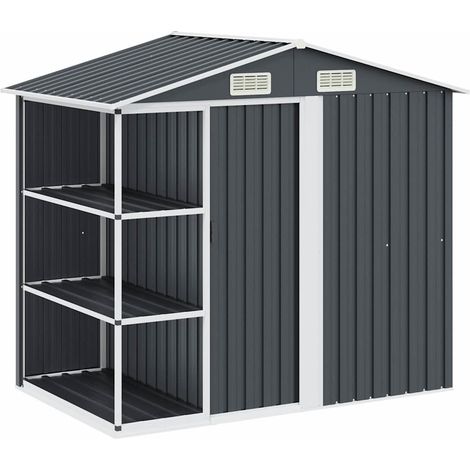 vidaXL Cobertizo jardín y estantería hierro antracita 205x130x183 cm (1/2)