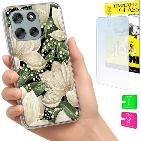 Funda para Motorola Moto G56 con foto, diseño de flores y cristal. (1/5)