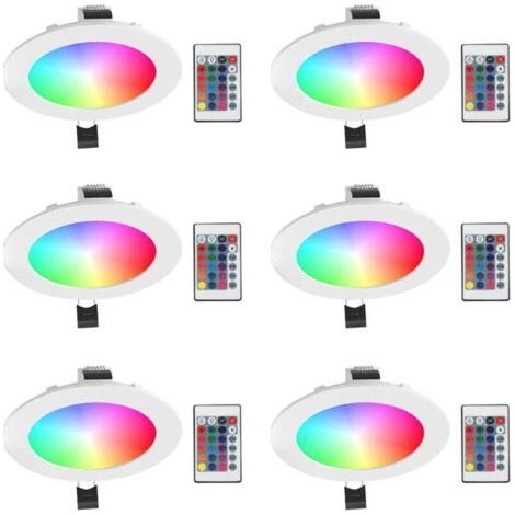 Spot encastré LED avec changement de couleur RGB, blanc froid (5700K), blanc lumière du jour, plafonnier encastré avec télécommande (1/5)