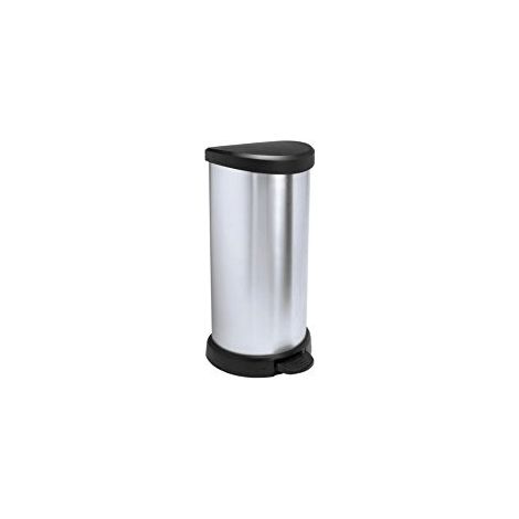 Papelera Keter Deco Pedal 40 Lt Plata Mate