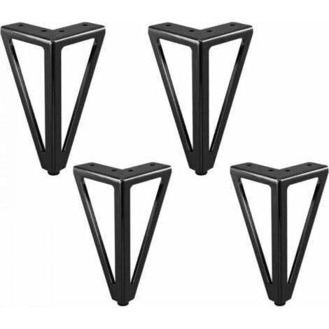 Pieds de meubles de remplacement en métal 4 pièces, noir, 15 cm, adaptés aux pieds de meubles de salle de bain, pieds de meubles TV, tables basses