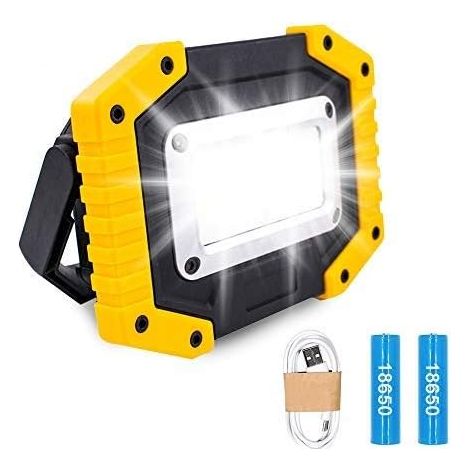 Wiederaufladbare LED-Arbeitsleuchte – Trongle 30W Akku-betriebener Sicherheitsfluter mit 3 Modi, COB-Campingfluter mit wasserdichtem USB-Anschluss zum Angeln und Wandern (Batterie im Lieferumfang enth