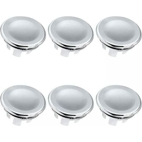 YMYNY Chrome Overflow Plugs for Kitchen and Bathroom, Sink Overflow Cover for Bathroom and Kitchen, 6 Pack
