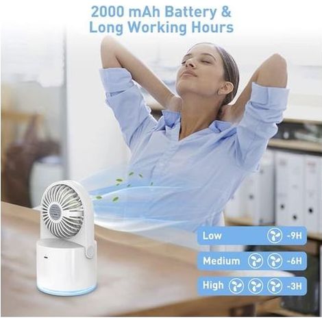 Mini Ventilateur Brumisateur Silencieux, Rechargeable USB Ventilateur Portable, 3 Vitesses et éclairage Nocturne à 7 Couleurs, Ventilateur Bureau Convient Pour à Coucher Bureau Exterieur Indoor (1/5)