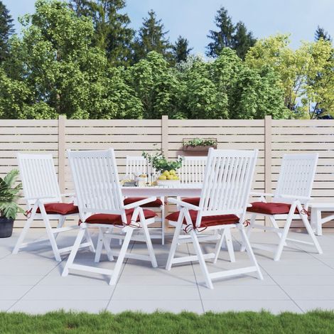 Cojines silla de jardín 6 uds tela Oxford rojo tinto 40x40x7 cm