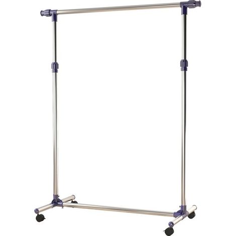 Portant à vêtements tringle réglable à roulettes en acier inox charge max. 25 kg (1/5)