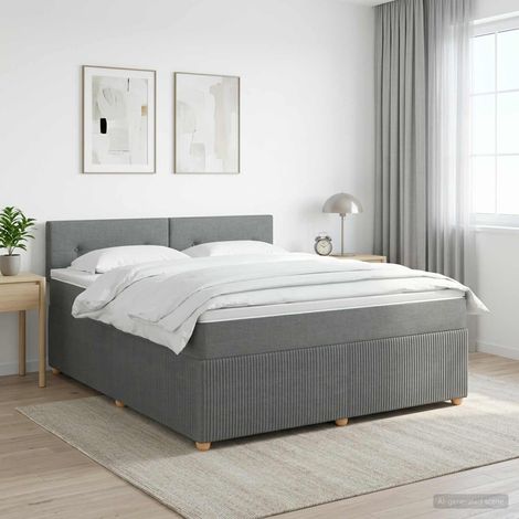Lit boxspring avec matelas Gris foncé 140 x 190 cm Tissu (1/5)