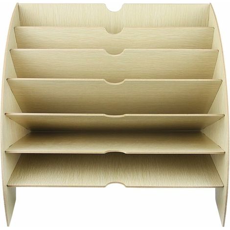 Vassoio portadocumenti in legno, organizer per carta, contenitore per ufficio per fogli A4, riviste e documenti (36,5 x 28 x 28 cm) (1/4)