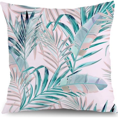 Housse de coussin plantes papillon fleurs, décoration salon maison,50×50cm (1/5)