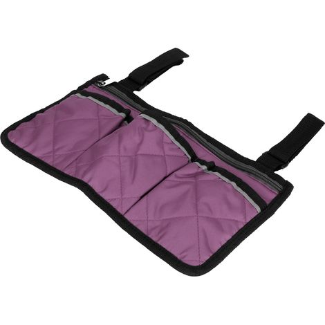 Sac latéral suspendu multifonction pour fauteuil roulant et chaise de bureau, pochette accoudoir organisateur violet (1/5)