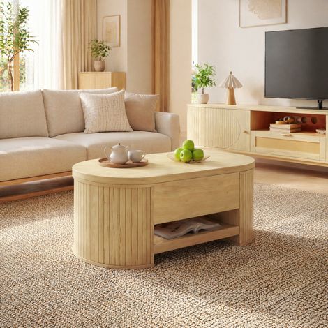 Tavolino da salotto sollevabile 110 x 55,5 x 40 cm in MDF colore legno DESVIAE (1/5)