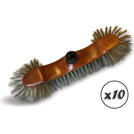 Balai de ménage demi-tête Garnissage soie grise - Lot de 10 - Sans manche