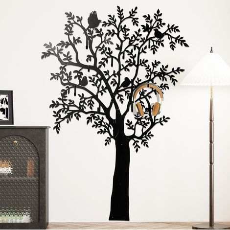 Meuble rangement mural arbre 120 x 175 cm métal noir HAVRYA (1/5)