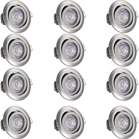 Monzana Einbaustrahler 6er Set LED Flach 68mm Dimmbar Schwenkbar Warmweiß 3000K Rund 230V Spots Deckenspots Einbauleuchten Deckenstrahler Lampe 12er Set Nickel