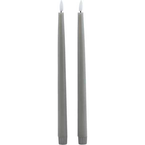 Luxe Collection LED Dinner Candles (Set of 2) - Wax - L2 x W2 x H25 cm - Grey