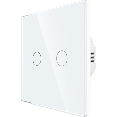Interruttore a sfioramento, 220 V, pannello in vetro temperato, alimentazione a 1/2/3 vie, interruttori a sfioramento unidirezionali, interruttore a parete a sfioramento (bianco, 2 vie) (1/4)