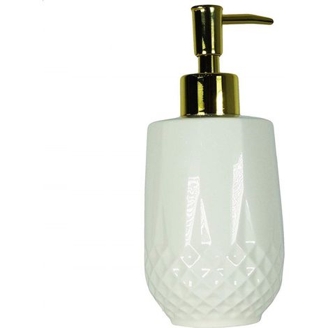 TrAdE Shop Traesio - Portasapone Porta Sapone Cilindrico Bianco 10351 Trama Rombo Ceramica Sapone -