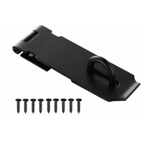 Drill Bit Set Padlock Clasp Door Latch 6 Inch, Padlock Hasp Exterior Door Lock with Screws, Stainless Door Latch for Door, Drawer, Cupboard (Black)