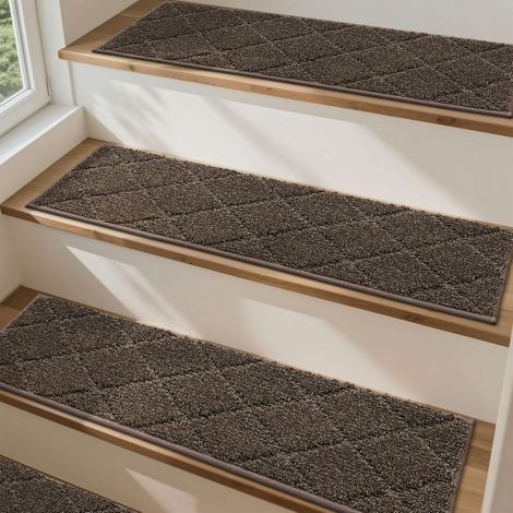 Tapis Escalier Antidérapant Lot de 4, 70 x 22 cm, Marron (1/5)