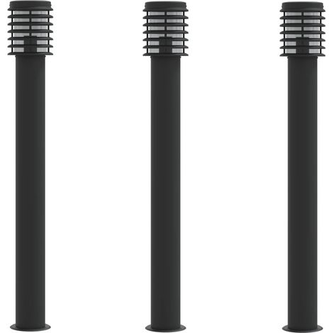 Lámparas de pie para exterior 3 piezas 110 cm acero inoxidable negro 020042546