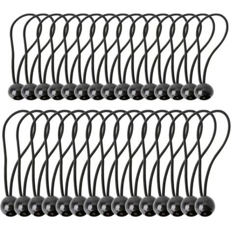 Lot de 40 tendeurs avec boules, tendeurs de bâche, attaches de bâche, sangles élastiques réglables pour tente, camping, articles ménagers, auvents, drapeaux (1/4)