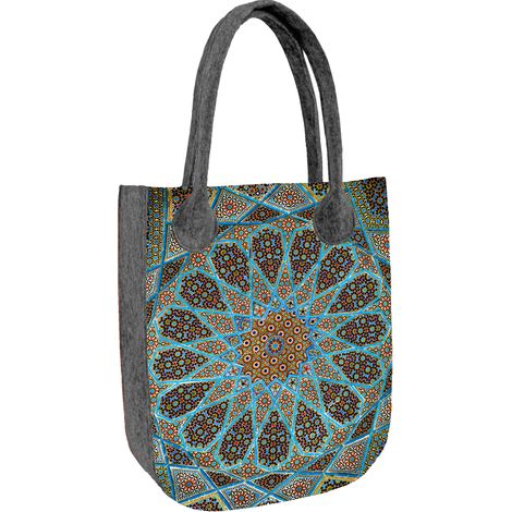 Borsa shopper da donna in feltro City Gray, stampa Ajsza, realizzata in feltro ecologico, con cerniera, adatta per formati A4, con capacità di carico fino a 10 kg, prodotta in Polonia da Arco Design. (1/5)