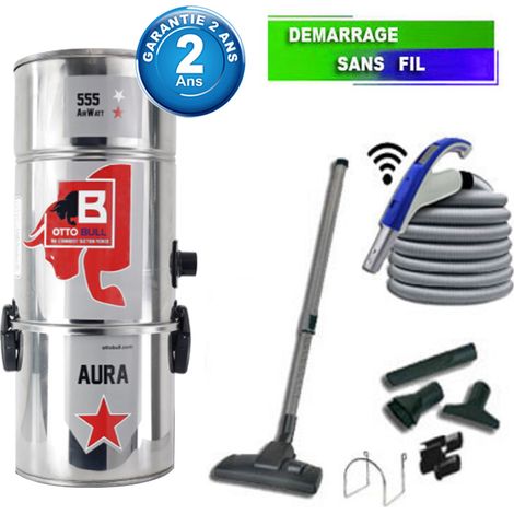 Aspirateur central type ALDES, OTTO BULL AURA 150 INOX (jusqu’à 150 m²) + set accessoires - Garantie 2 ans (1/5)