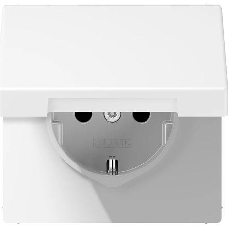 Jung Enchufe SCHUKO®, 16 A 250 V , SAFETY+, tapa abatible, termoplástico lacado, serie LS, blanco nieve mate LS 1520 BFKIKL WWM