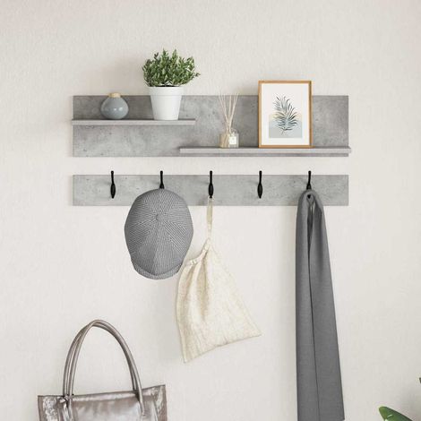 Wandmontierter nachttisch mit Regal Beton Grau 90 x 15 x 36 cm