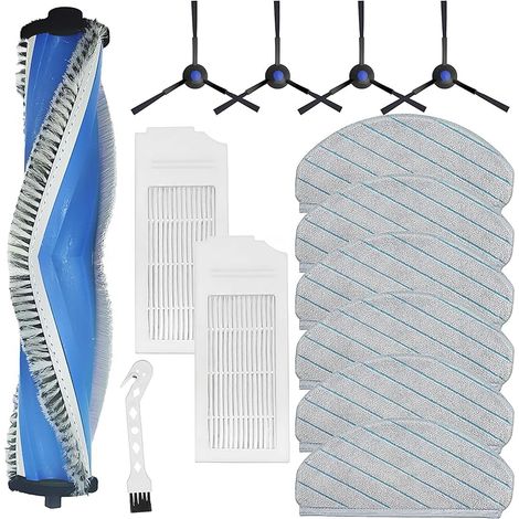 FOREHILLaccessoires pour Ecovacs Deebot N20 Pro Plus / N20 / N20 Plus pices de rechange pour aspirateur robot,1 brosse rotative + 2 filtres HEPA + 6 Chiffon nettoyage + 4 brosses latrales (1/5)