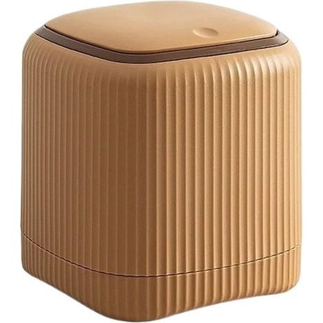 Mülleimer – Kleiner Mülleimer – Büromülleimer – 1 Stück – 13,5 x 13,5 x 14,5 cm – Doppelfach mit Deckel – Chemikalienfreier Kunststoff – Für Büro, Schlafzimmer und Arbeitszimmer – M (1/5)