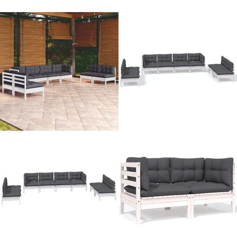 8-tlg. Garten-Lounge-Set mit Kissen Kiefer Massivholz - Gartenzubehör - Lounge Set - Gartenmöbel - Rattan Möbel - Outdoor Furniture - Home & Living (1/5)
