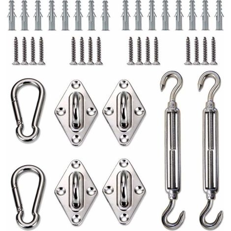 8pcs voile d'ombrage accessoires en acier inoxydable 6mm panier de fleurs/boucle de porte/combinaison de boutons-pression-Ensoleillé (1/4)