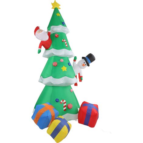 Sapin de Noël gonflable avec 15 LED, décoration de jardin avec boîtes cadeaux gonflables pour l'intérieur et l'extérieur, prise UE 100-240 V (1/5)