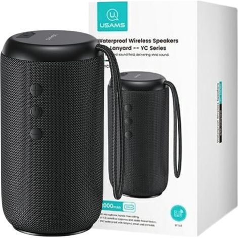 Altavoz inalámbrico resistente al agua Usams Serie YC Bluetooth 5.0 de 10 W con cordón, color negro/negro YC011YX01(US-YC011) (1/5)